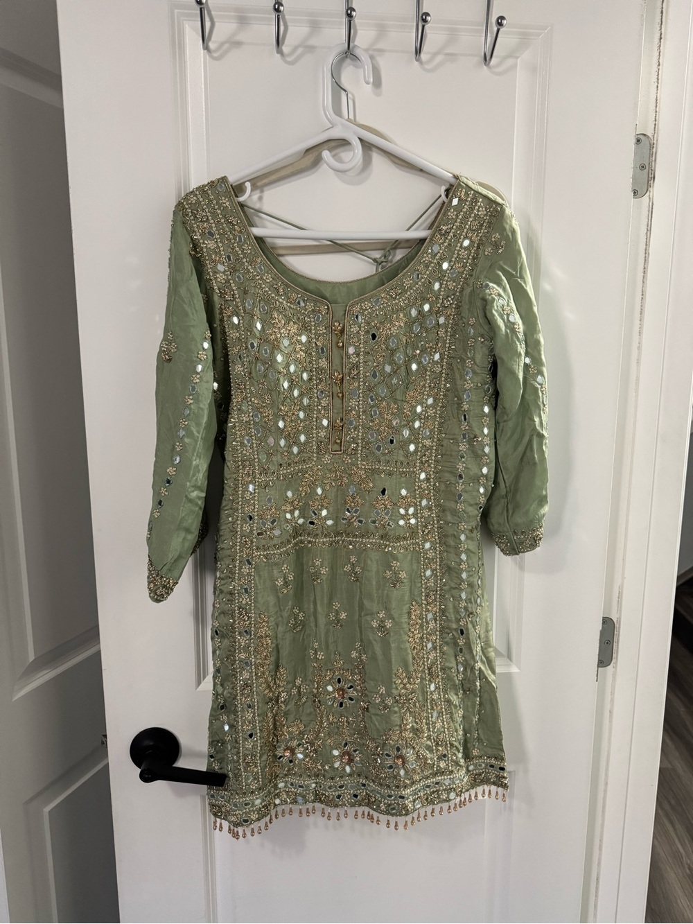 Embellished Sage Green Women's Punjabi Suit